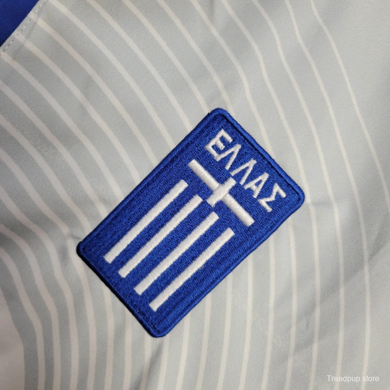 2025 Greece Jacket White/Blue Windbreaker