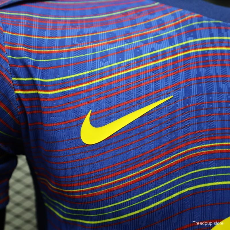 Player Version 25/26 FC Barcelona Blue with Colorful Wave Stripes Jersey