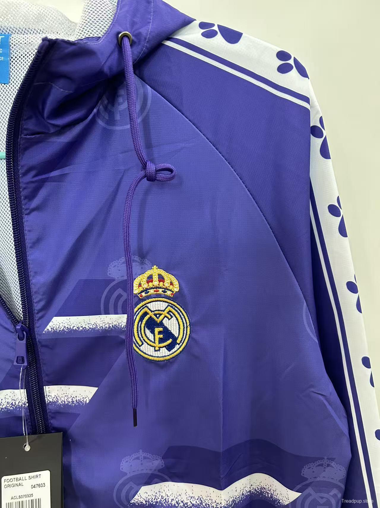 25/26 Real Madrid Purple with White Spray Pattern Windbreaker