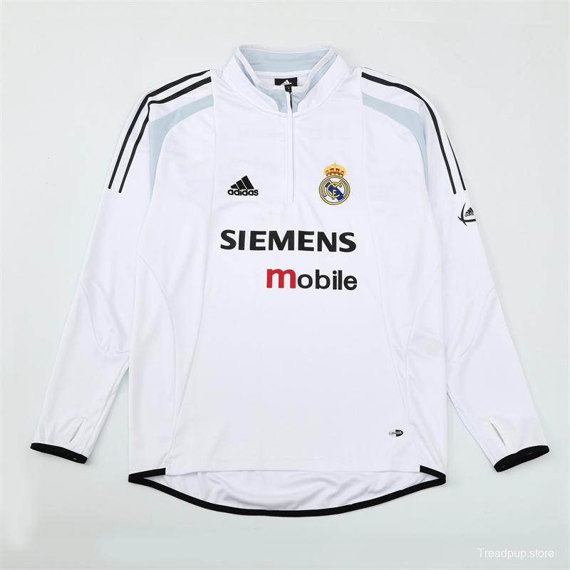 Retro 04/05 Real Madrid White Half Zipper Jacket