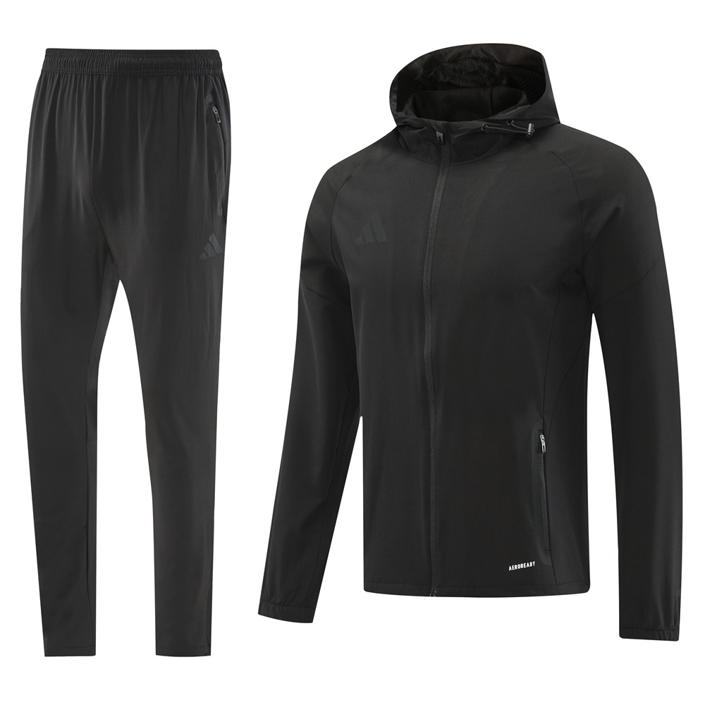 25/26 Adidas Black Hoodie Full Zipper Jacket + Long Pants
