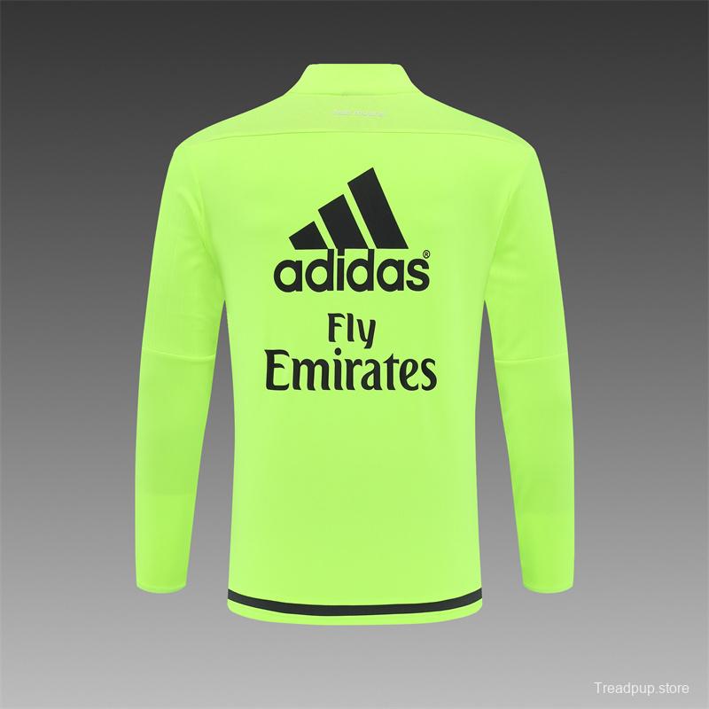 Retro 15/16 Real Madrid Fluorescent Green Half Zipper Jacket