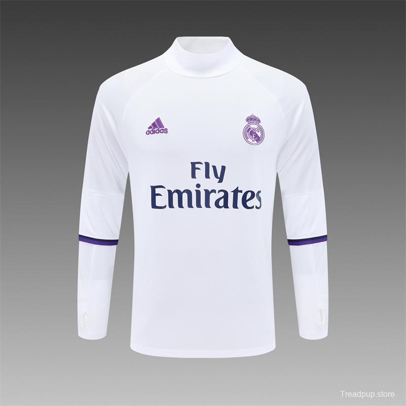Retro 16/17 Real Madrid White Half Zipper Jacket