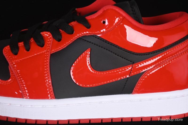 Nike Air Jordan 1 Low AJ1 Patent Leather Black Red Low-Top Casual Sneakers HV4089-006