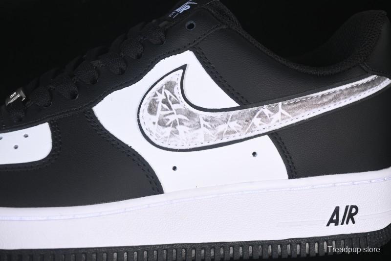 Nike Air Force 1'07 Low Black White Cracked Leather Casual Sneakers - ZH0316-118