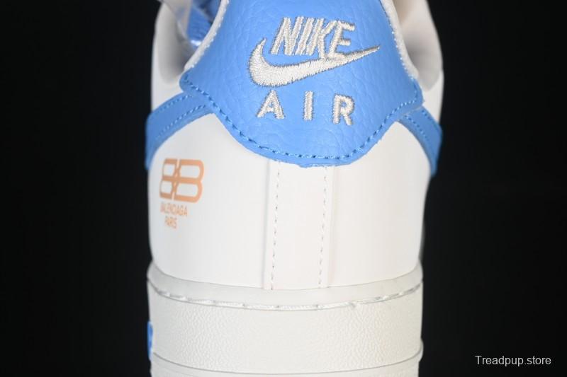 Nike Air Force 1 '07 Low Balenciaga Collaboration White Blue Gold Casual Sneakers - YF9511-803