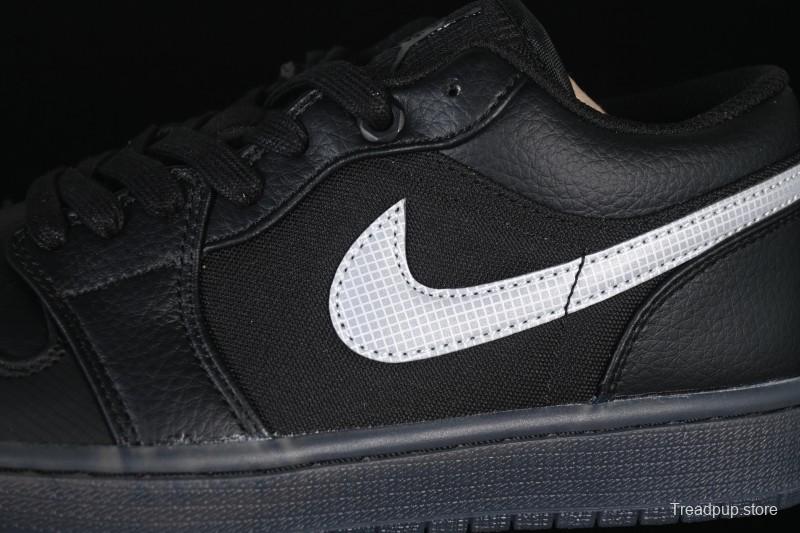 Nike Air Jordan 1 Low AJ1 Black White Canvas Patch Low Top Casual Basketball Shoes - HV5968-001