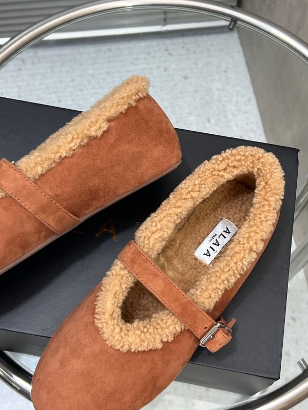 Alaia Fall/Winter 2025 Wool Mary Jane Ballet Flats - KFY00310