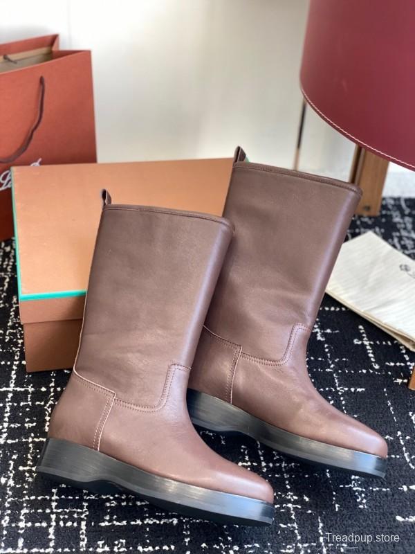 Brunello Cucinelli Classic Spring BC Calfskin High Top Thick Sole Riding Boots Long Boots - KFY00450