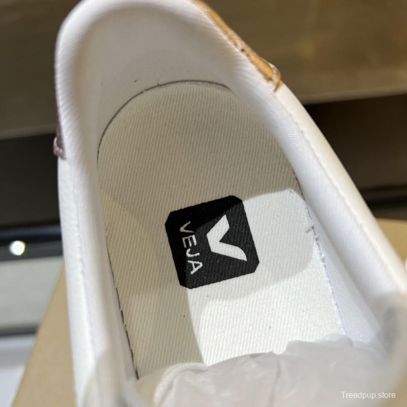 VEJA Classic White Sneakers V Logo Lace-Up Retro Flat Thick Sole Casual Sports Shoes - LY00220/LY00230