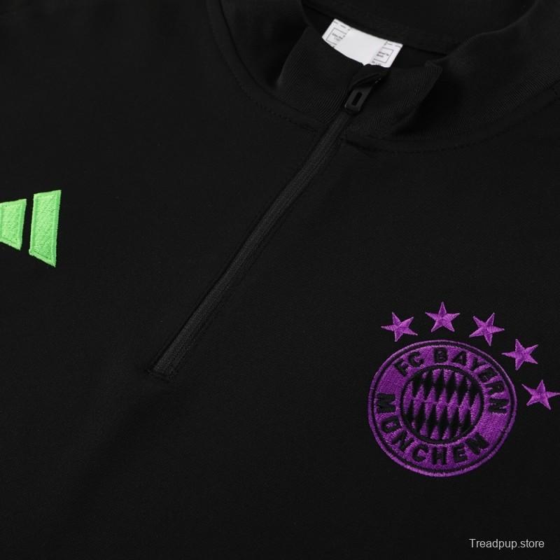 23/24 Bayern Munich Black S-2XL Half Zipper Jacket+Long Pants