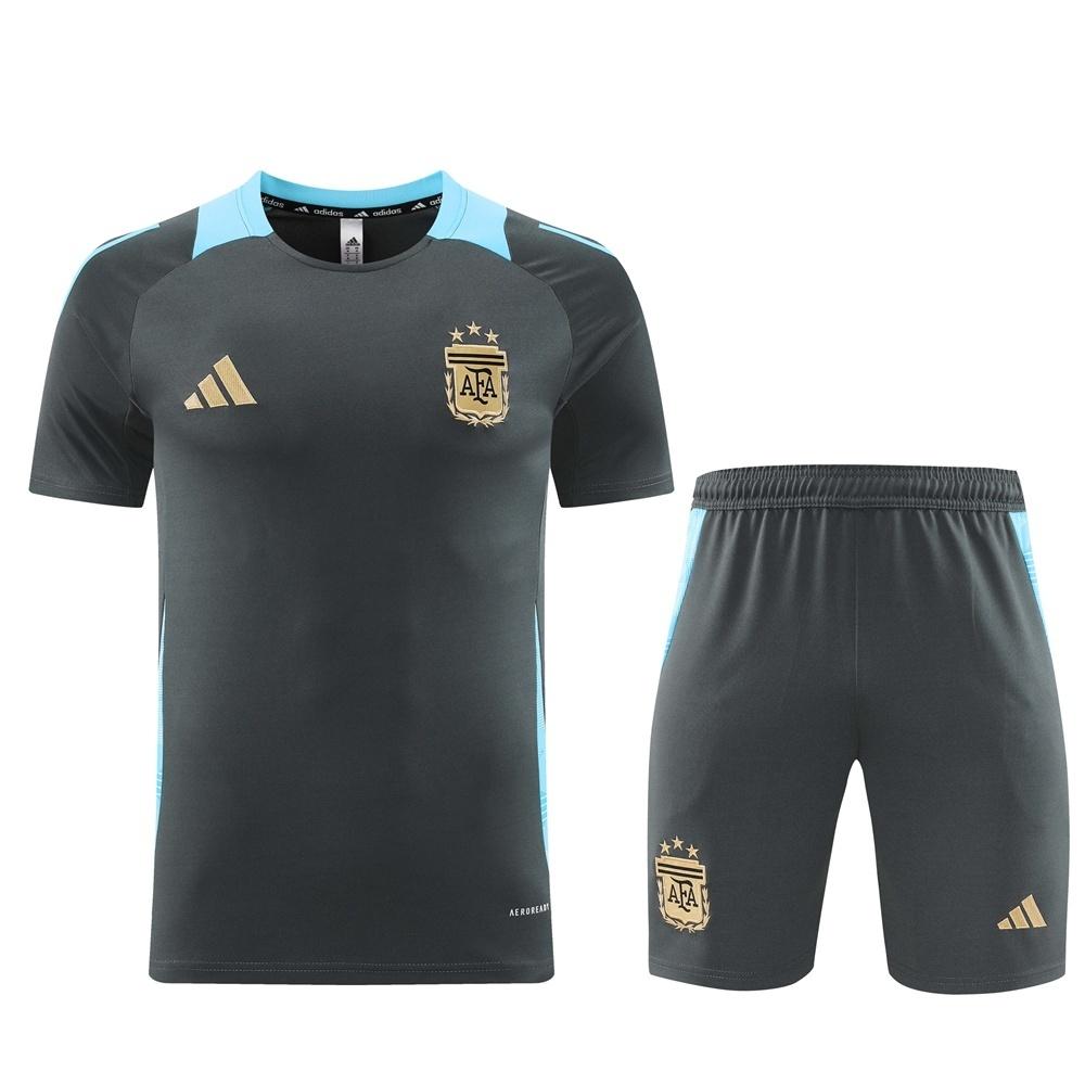 2025 Argentina Dark Gray Short Sleeve+Soccer Shorts