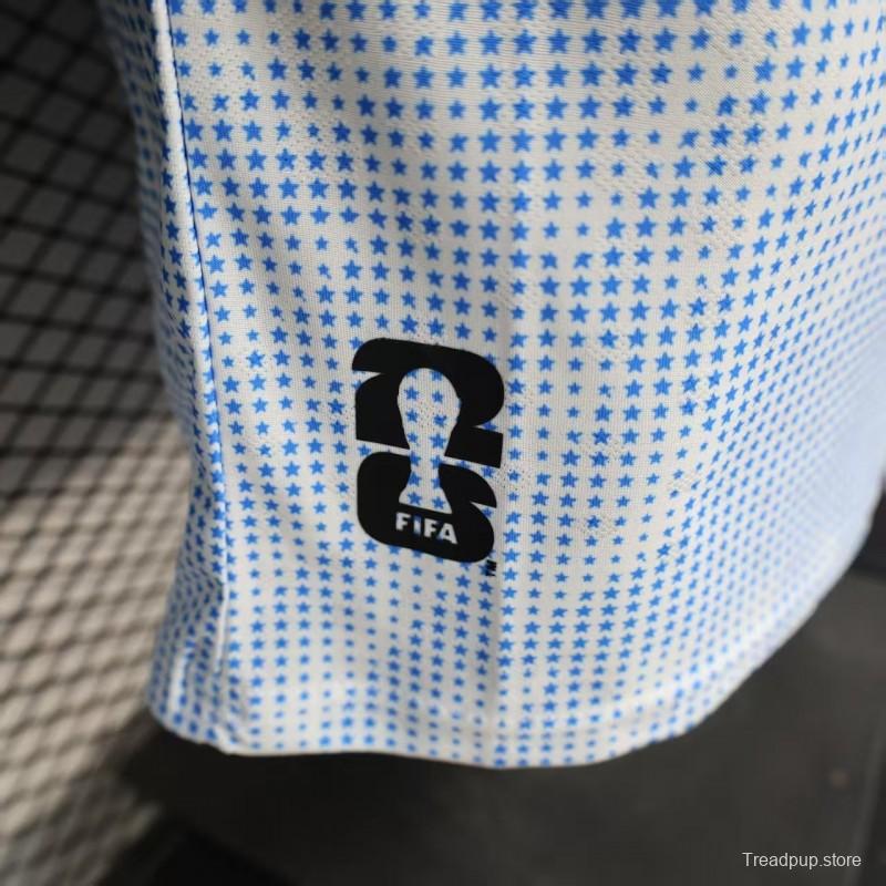 2025 Player Version  USA  Away White with Blue Halftone Gradient Pattern World Cup Commemorative Jersey