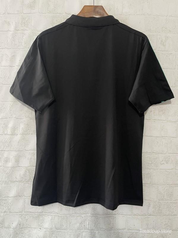 2025 F1 Mercedes-AMG Petronas Formula One Team Black with Turquoise Three Stripes Polo Shirt