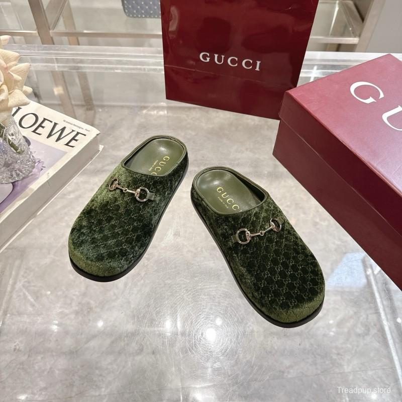 Gucci Women's Mule Shoes Velvet with Horsebit Detail - LY00240