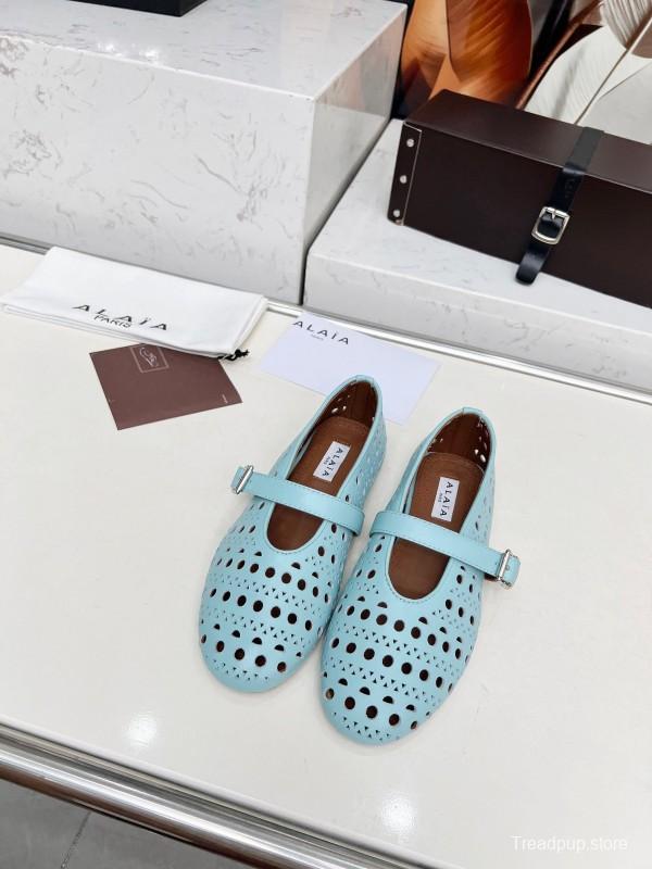Alaia 2025/SS Perforated Ballet Flats - LY00320