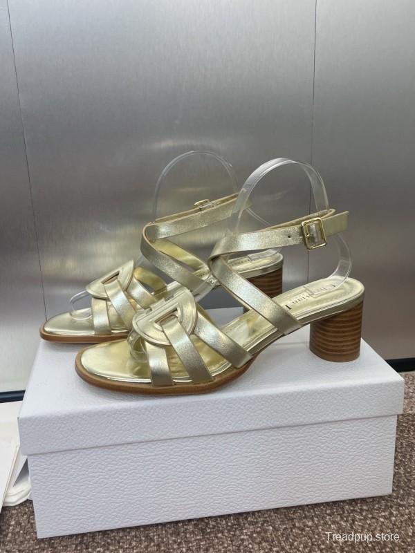 Dior D-Club Jelly Color Hollow Layered Cross Strap Mid Heel Women Shoes - KFY00290