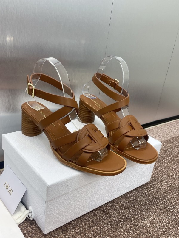 Dior D-Club Jelly Color Hollow Layered Cross Strap Mid Heel Women Shoes - KFY00290