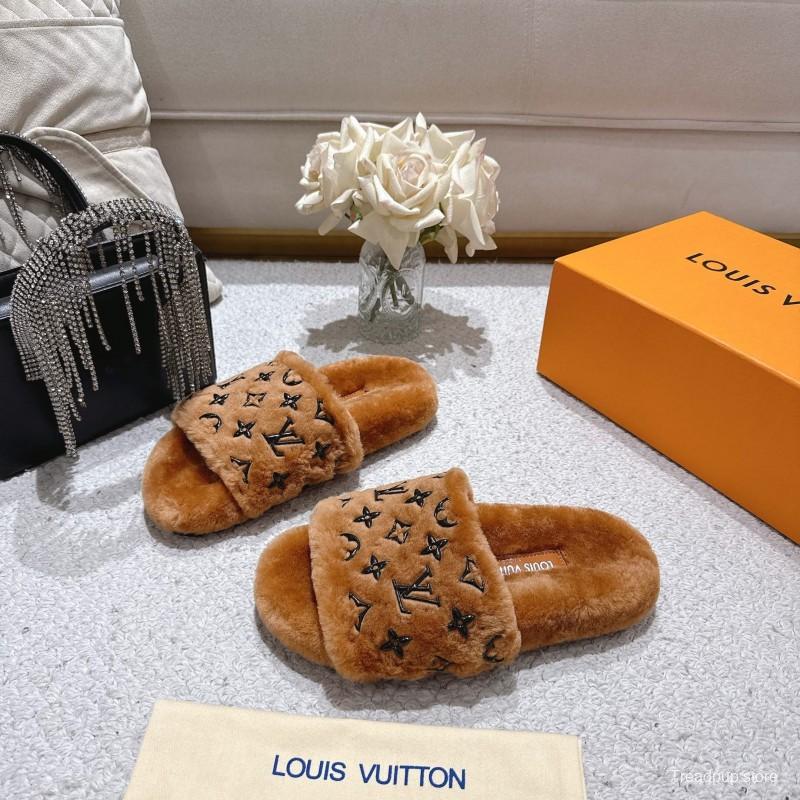 Lv 2025/ss Wool Slippers Comfortable Lazy Home Shoes - LY00240