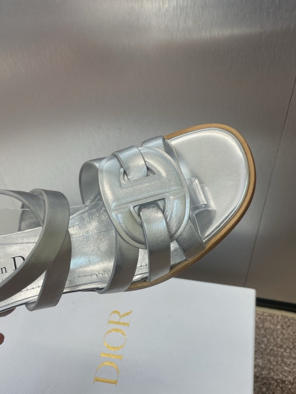 Dior D-Club Jelly Color Hollow Layered Cross Strap Mid Heel Women Shoes - KFY00290