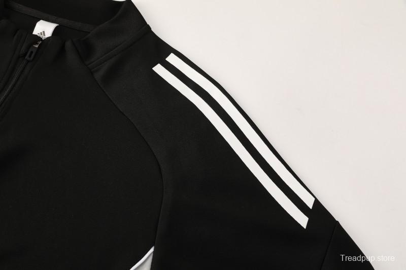 25/26  Adidas Black Full zipper Jacket Tracksuit+ long pants