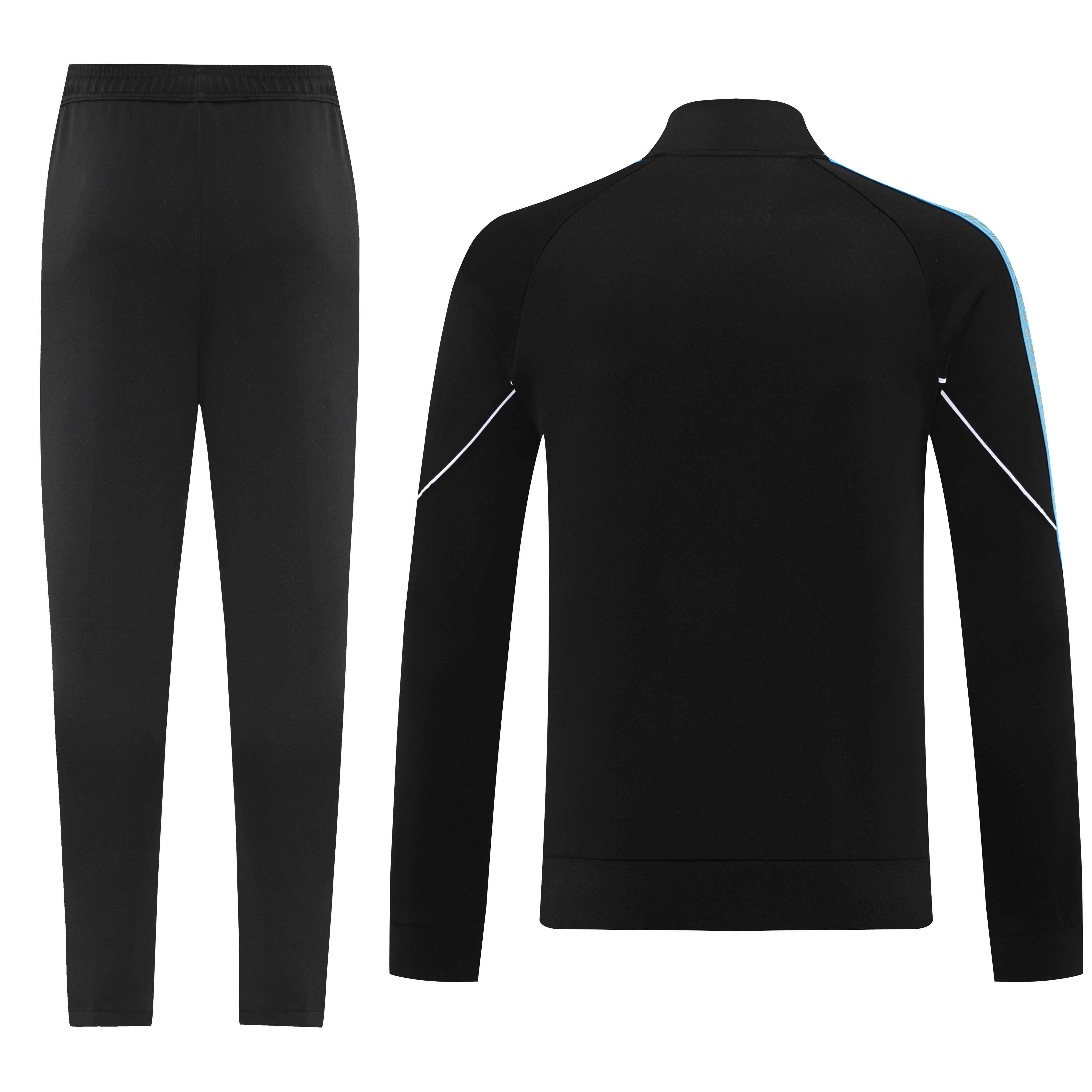 25/26 Olympique Marseille Black Full zipper Jacket Tracksuit+ long pants