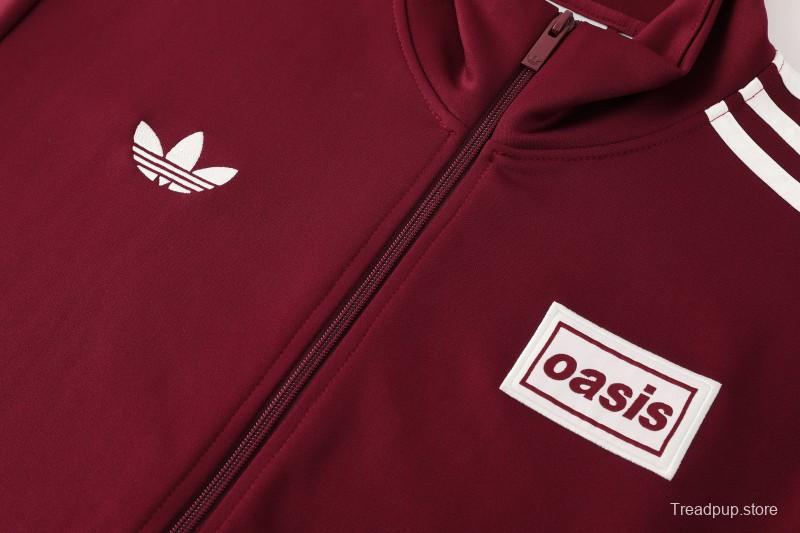 2026 Adidas x OASIS Wine Full Zipper Jacket + Long Pants