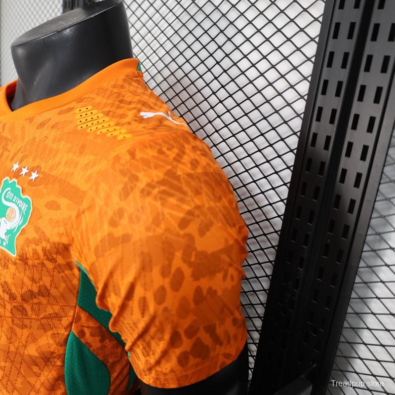 2026 Player Version Ivory Coast Orange with Leopard Pattern Jersey