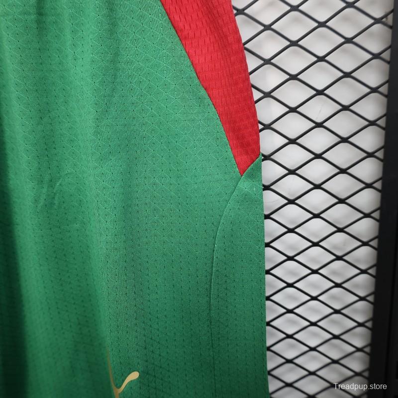 2026 Player Version Morocco Green with Red Side Panels Shorts