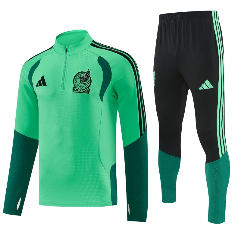 26/27  Mexico Green Half Zipper Jacket Tracksuit  + Long Pants