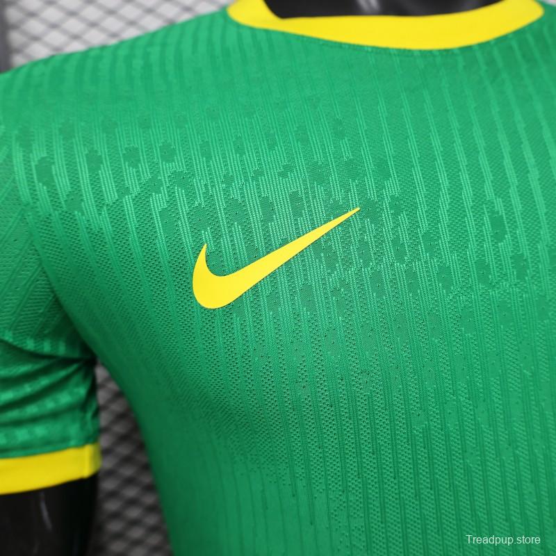 Player Version 2026 Brazil Green with Wave Texture Away Jersey