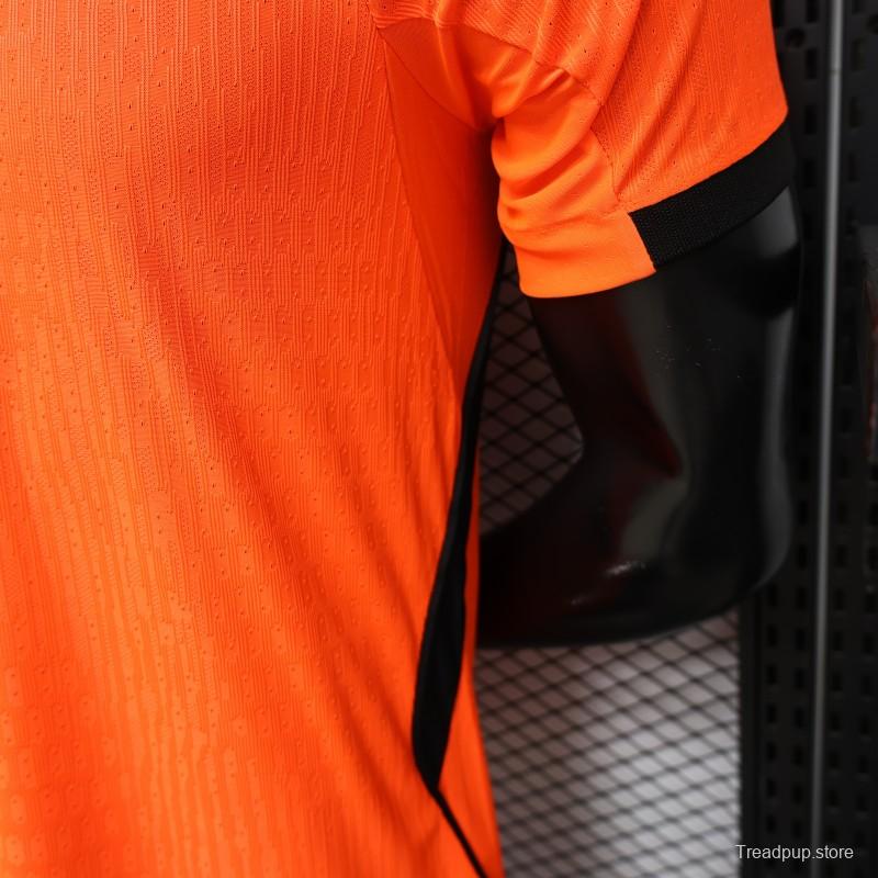 Player Version 2026 Netherlands Orange with Black Side Panel Home Jersey