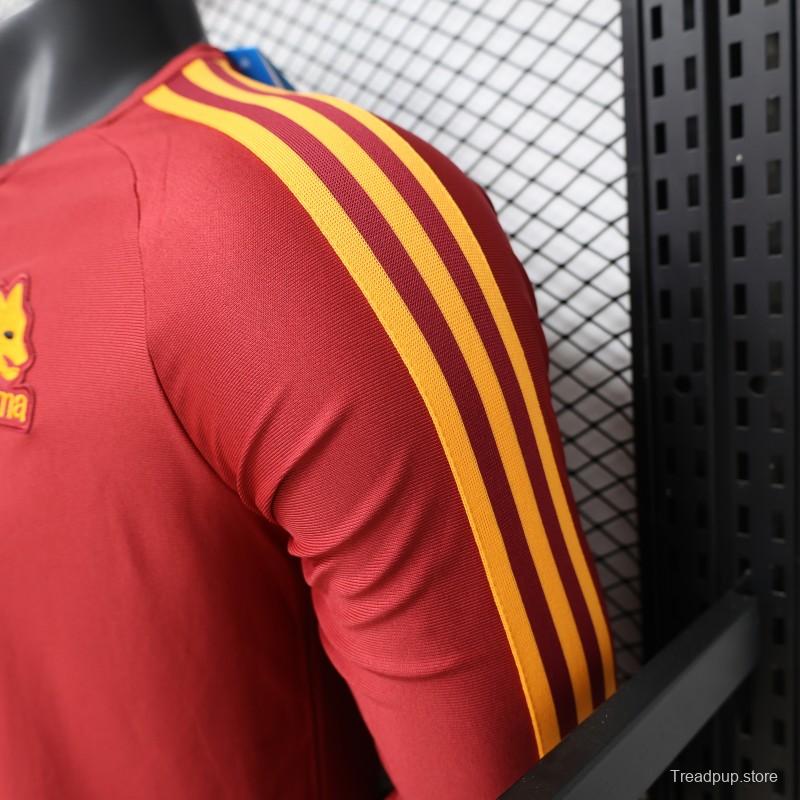 Player Version 2026 AS Roma Deep Red  84/85 Vintage Remake  Long Sleeve Home Jersey
