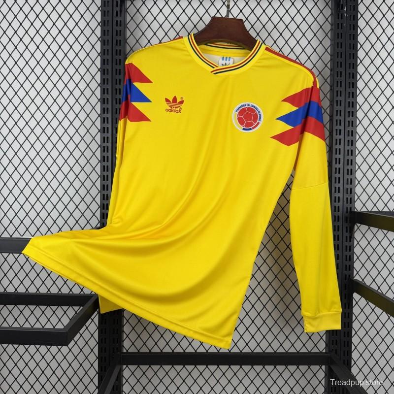 1990 Retro Colombia Home Long Sleeve Jersey