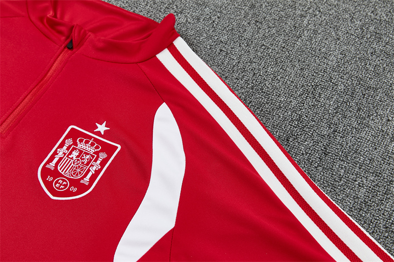2026 Spain Red Half Zipper Jacket Tracksuit + Long Pants
