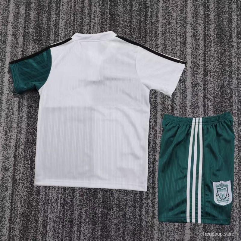 Retro 1995/96 Kids Liverpool White & Green Away Jersey