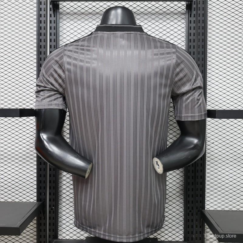 Player Version 2026  Adidas Originals Retro Style Charcoal Grey Stripe Football Jersey