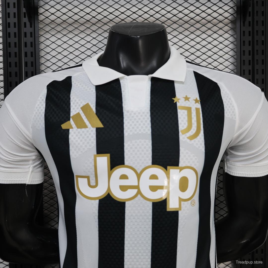 Player Version 26/27 Juventus Black & White Stripe Gold Detail Home Jersey
