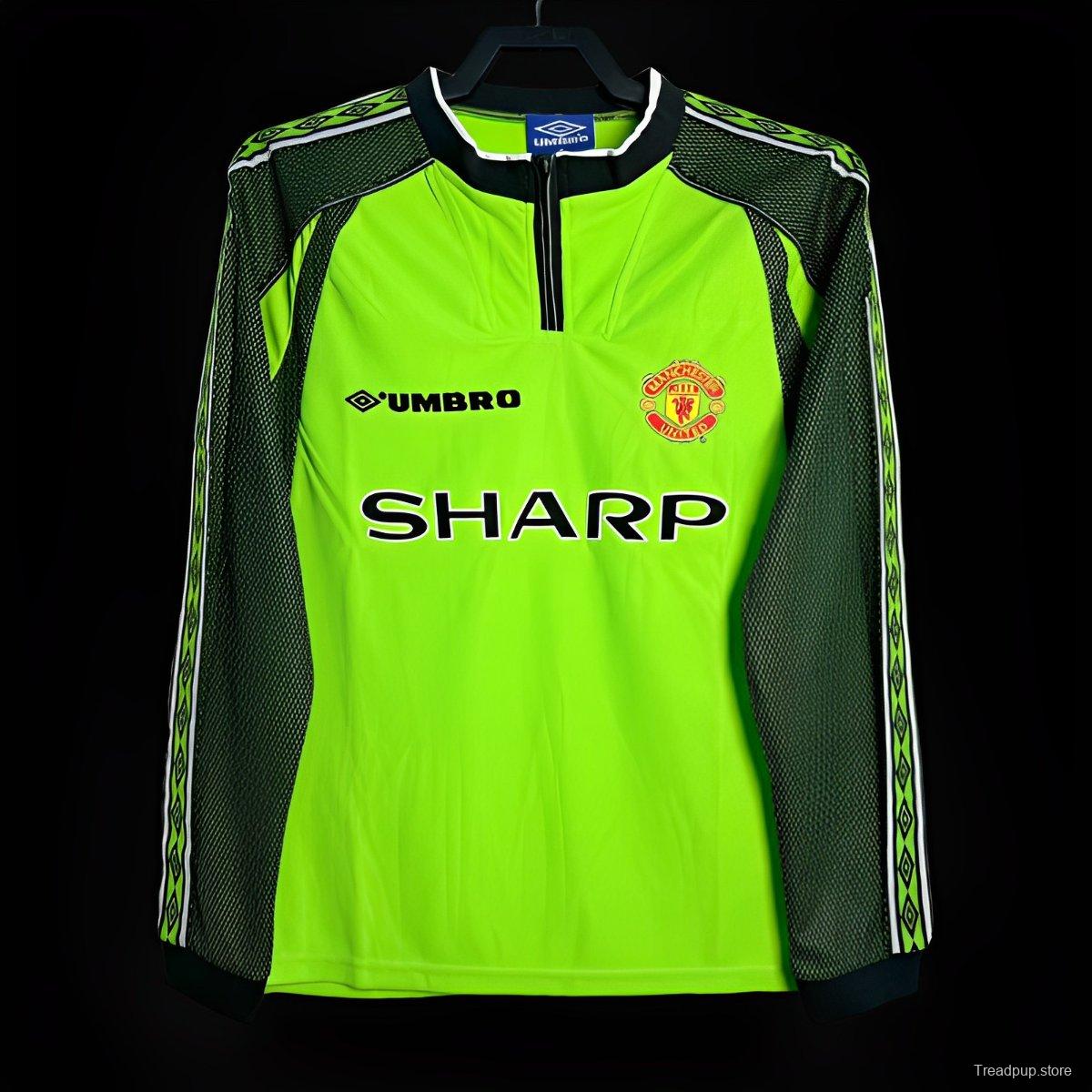 Retro 98/99 Manchester United Goalkeeper Green Long Sleeve Jeresy