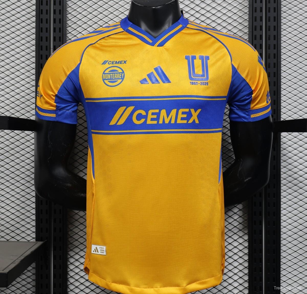 Player Version 25/26 Tigres UANL Home Yellow with Blue Stripes Jersey