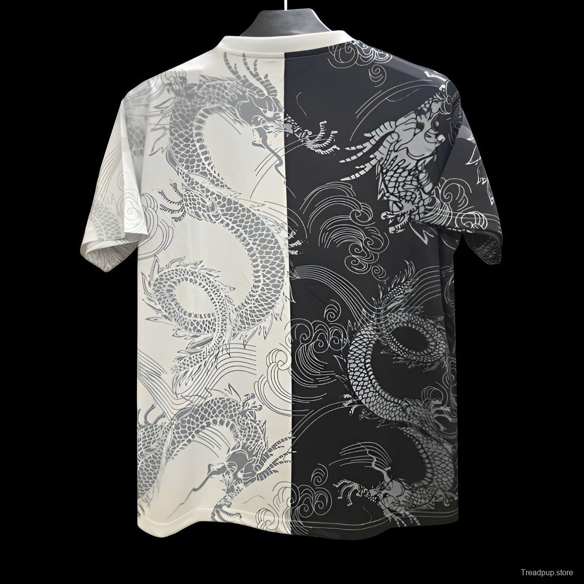 25/26 Real Madrid Black and White with Split Dragon Design Jersey