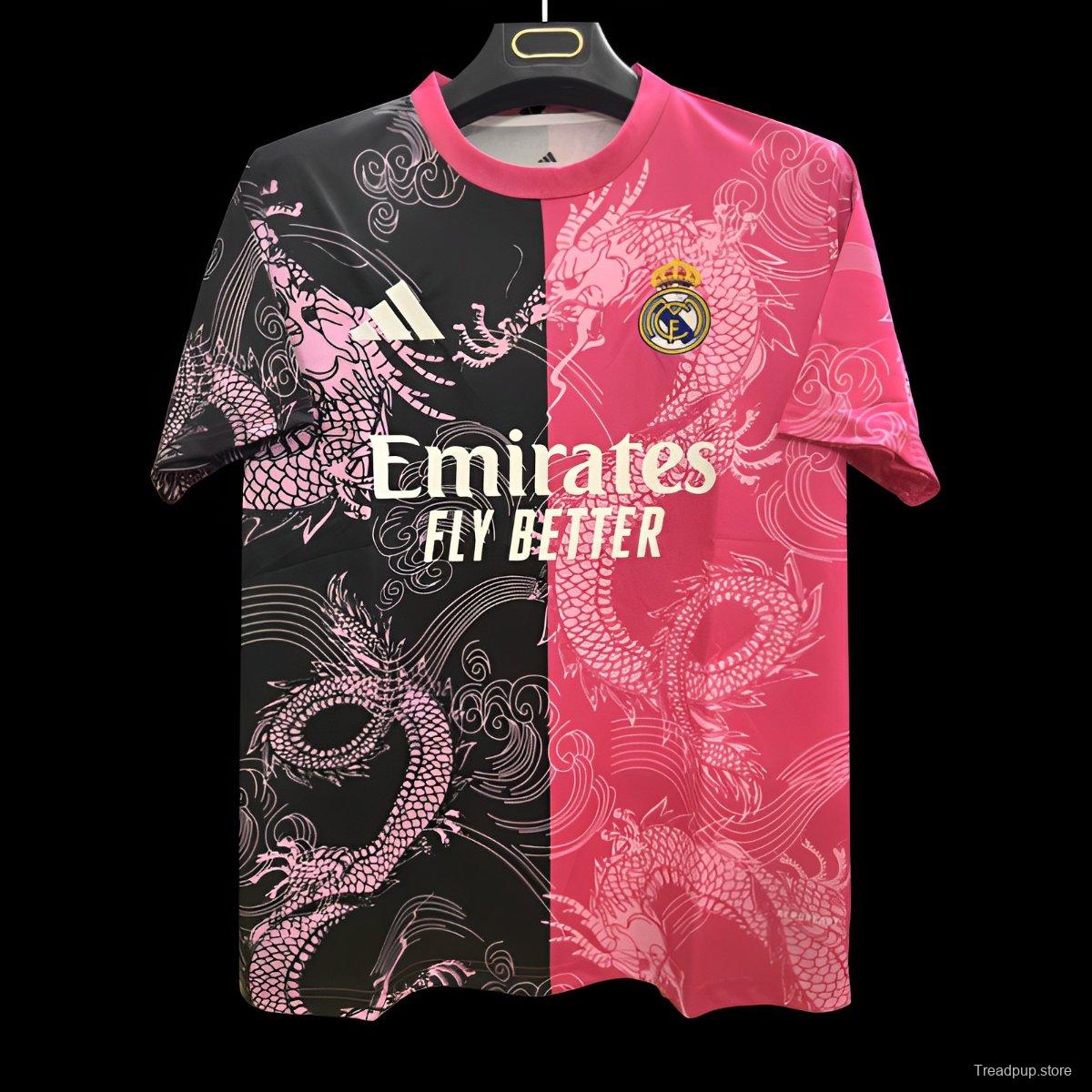 25/26 Real Madrid Pink and Black with Split Dragon Design Jersey
