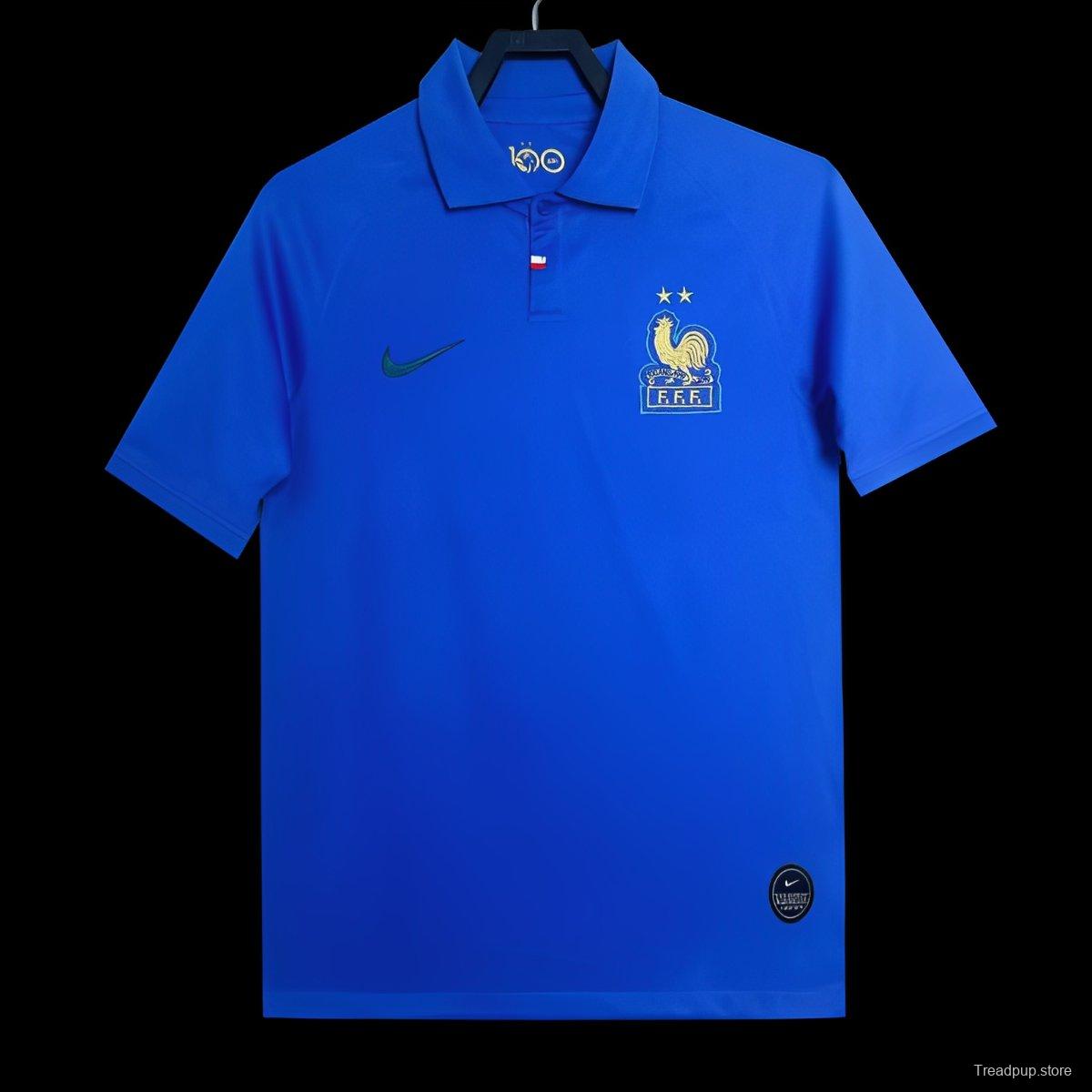Retro 2019 France Home 100Th Anniversary Jersey