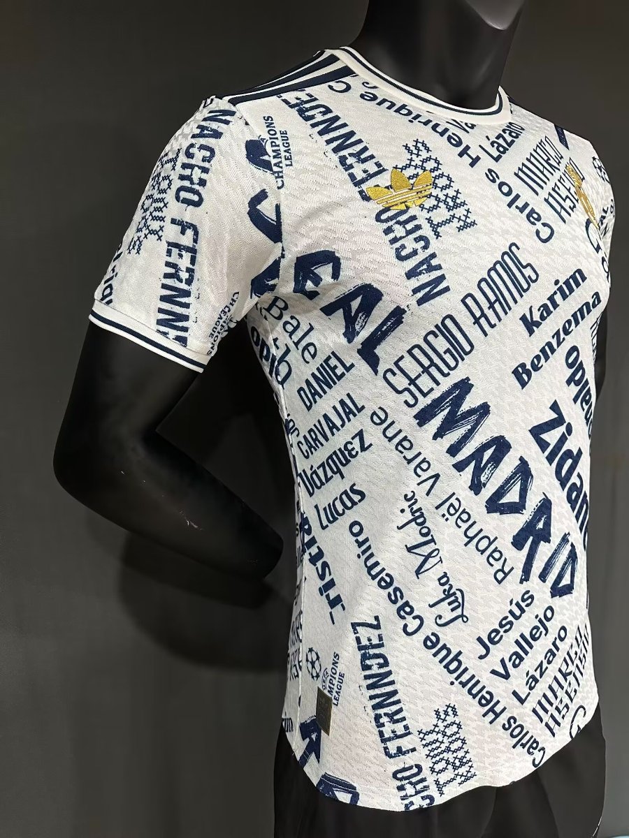 Player Version 25/26 Real Madrid White with Legendary Players Names Pattern Jersey