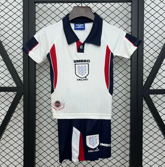 Retro 1998 Kids England Home Size 16-28 Jersey