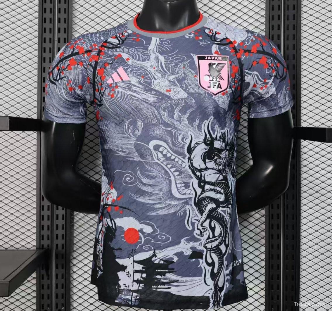 Player Version 2025 Japan Gray with Traditional Dragon and Cherry Blossom Pattern Jersey