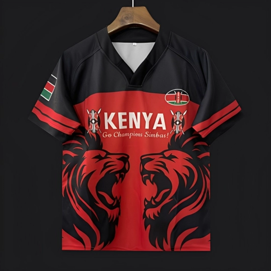 2026 Kenya Simbas Red with Double Lion Design Jersey