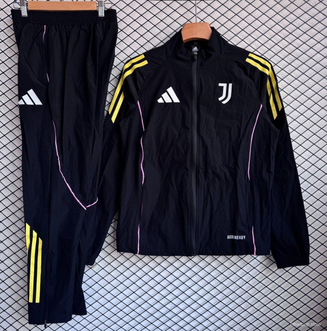 25/26 Juventus Black Full Zipper Windbreaker + Long Pants
