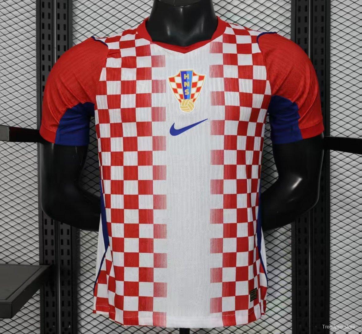 Player Version 2026 Croatia Home Red and White with Checkerboard Pattern Jersey
