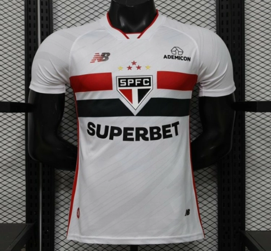 Player Version 26/27  São Paulo FC White with Red and Black Horizontal Stripes Jersey